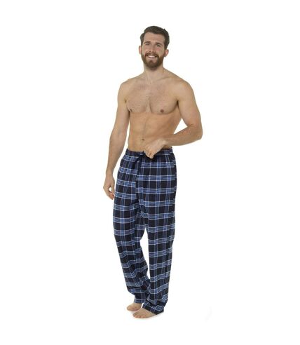 Mens checked lounge pants navy Foxbury