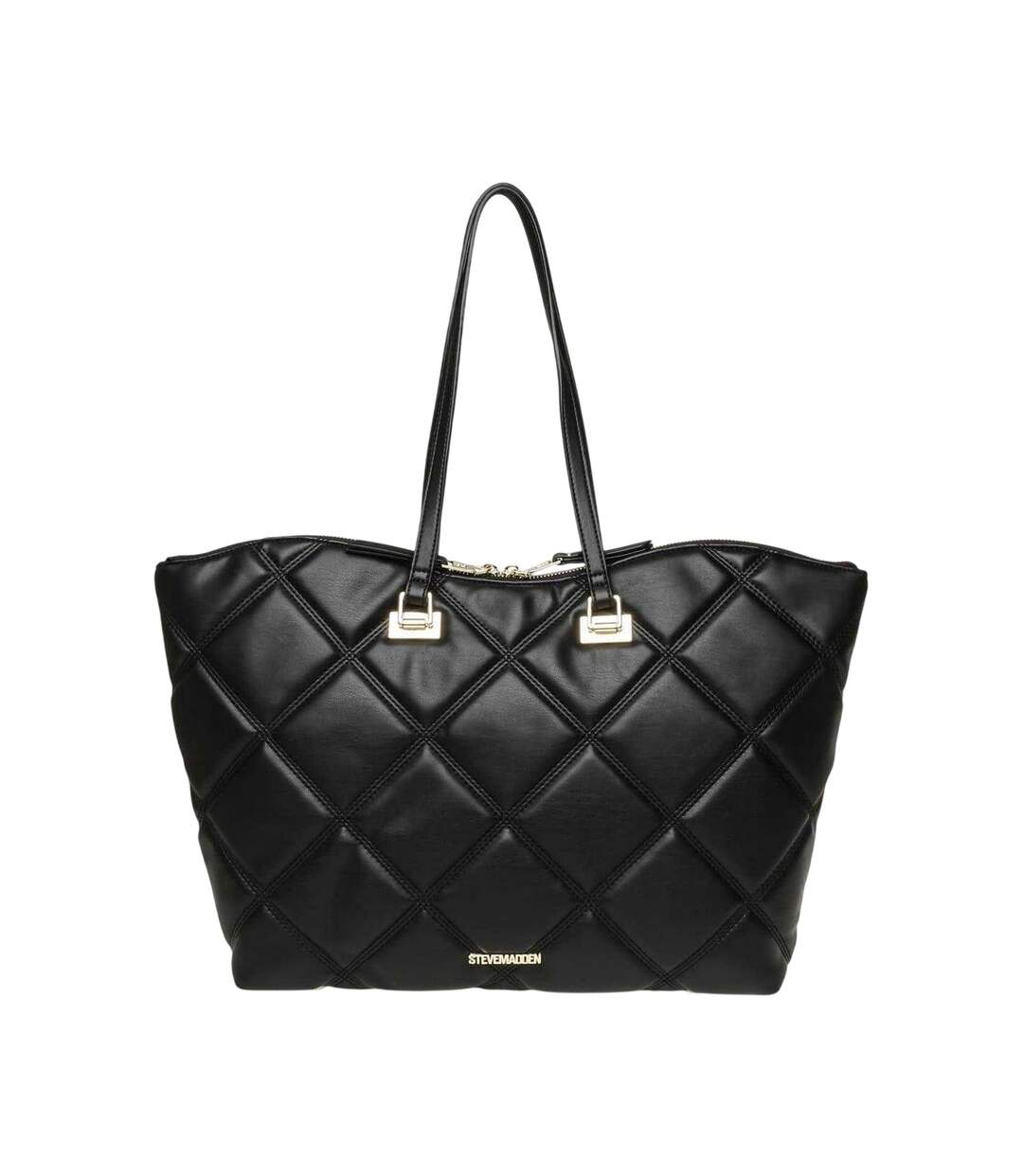 Womens/ladies Bvuse Quilted Tote Bag One Size Black Gold Steve Madden-2