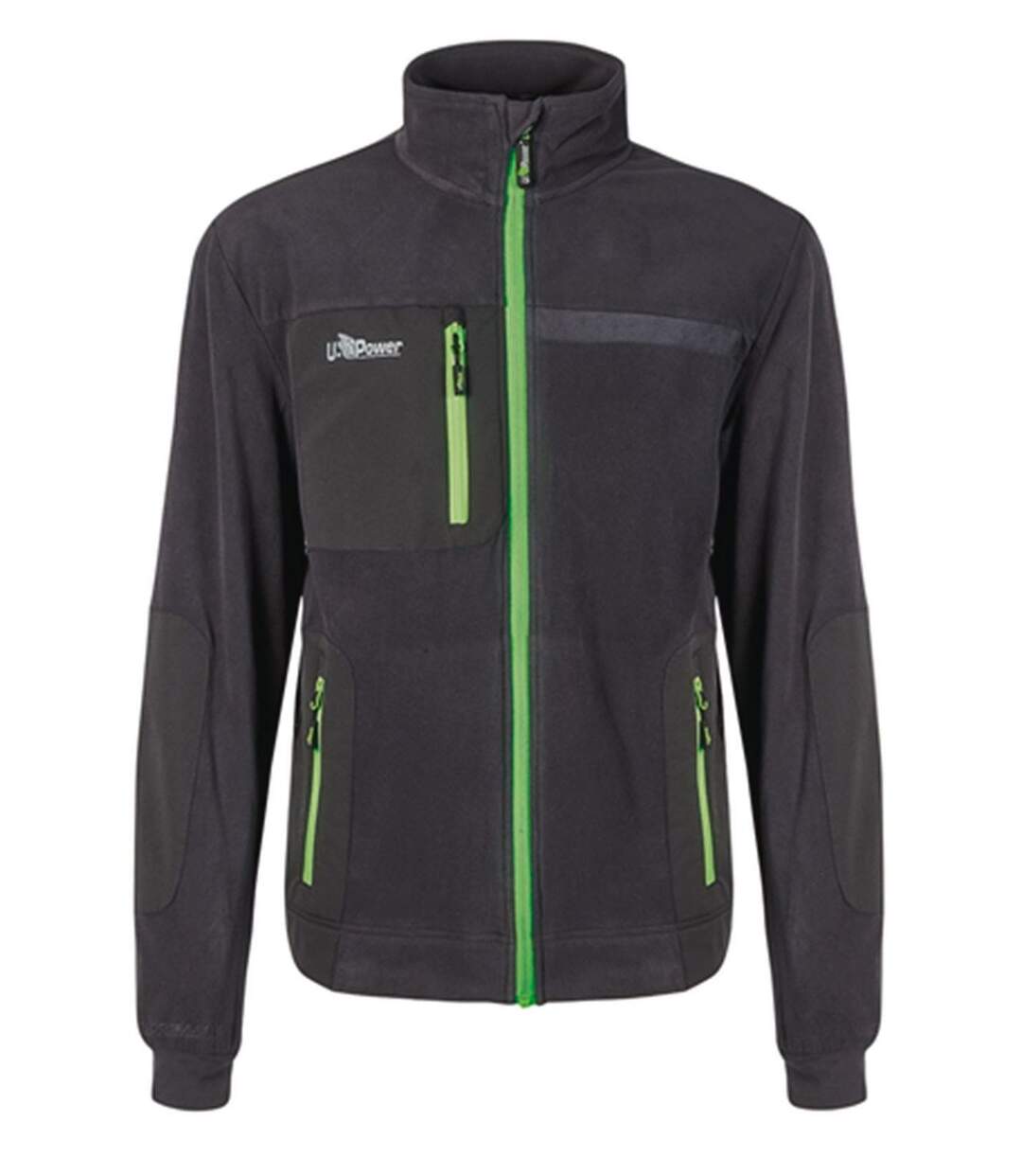 Veste de travail zippée micropolaire pour homme - UPFU225 - gris asphalte et vert