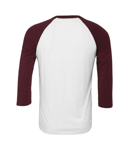 Canvas Mens 3/4 Sleeve Baseball T-Shirt (White/Maroon) - UTBC1332