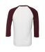 Canvas Mens 3/4 Sleeve Baseball T-Shirt (White/Maroon) - UTBC1332-2