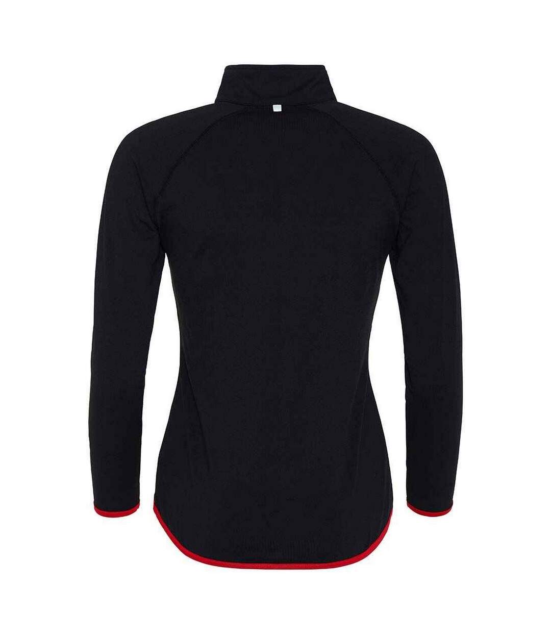 Womens/ladies half zip girlie sweat top jet black/fire red AWDis Cool-2