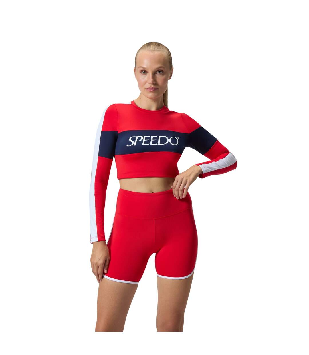 Womens/ladies Solid Bound Swim Shorts Red Speedo-1