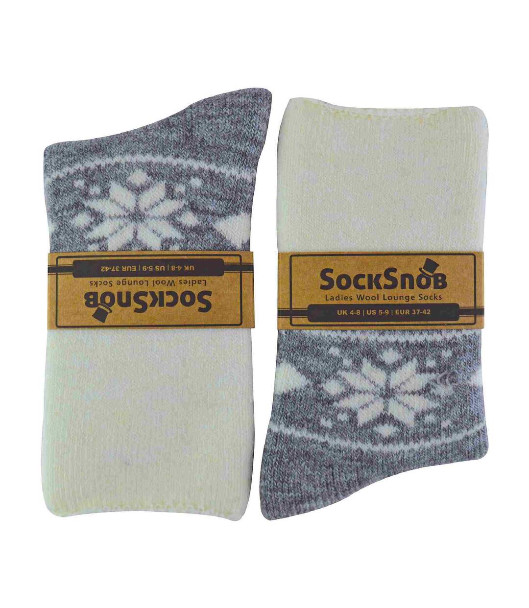 1 Pack Ladies Soft Warm Wool Bed Socks with Fairisle Design-2