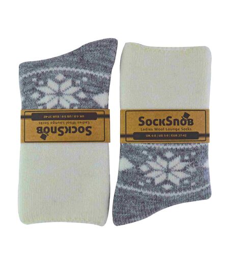 1 Pack Ladies Soft Warm Wool Bed Socks with Fairisle Design