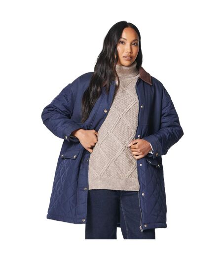 Womens/ladies quilted corduroy collar jacket navy Principles