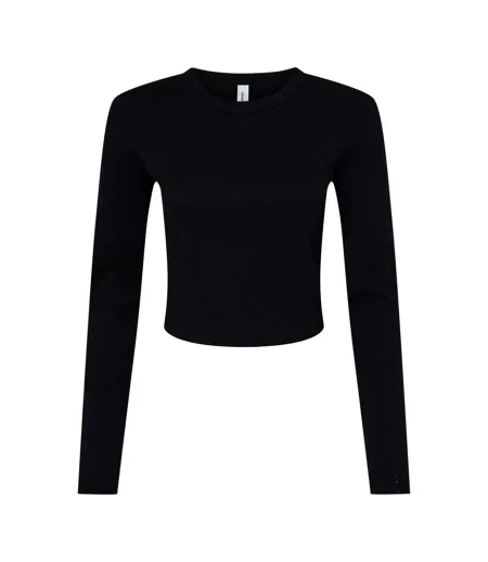 T-shirt Manches Longues Femme Noir Uni Bella + Canvas