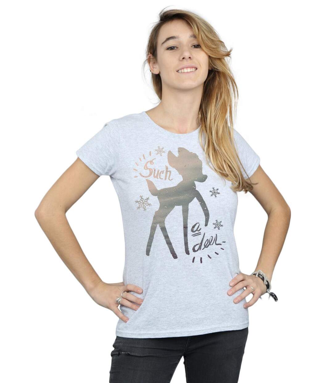 Disney - T-shirt BAMBI WINTER DEER - Femme (Gris chiné) - UTBI14809-2