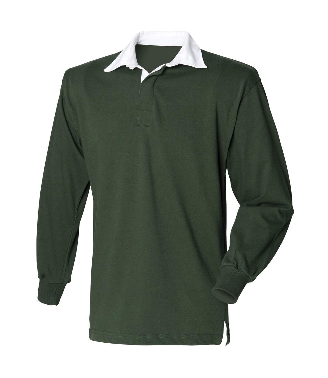 T-shirt de rugby à manches longues en coton homme vert bouteille Front Row Front Row