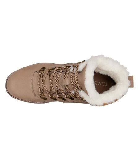 Womens/ladies Mojave Suede Ankle Boots Taupe Grey Toms