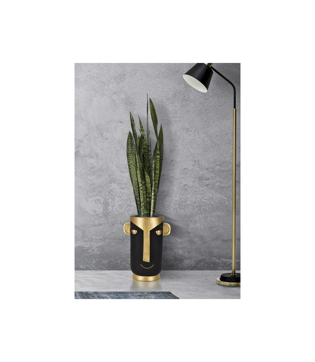 Vase Design Visage Tribal 40cm Noir & Or-5