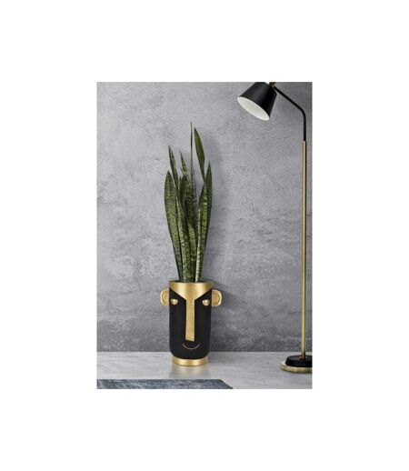 Vase Design Visage Tribal 40cm Noir & Or