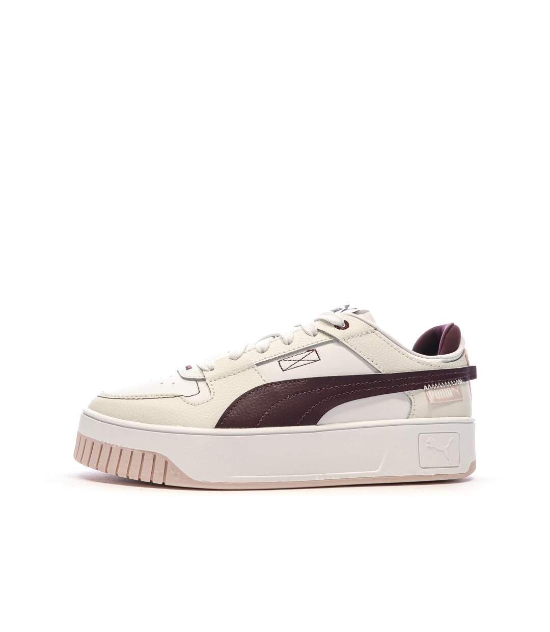 Chaussures beige/bordeaux femme puma carina street vtg-1