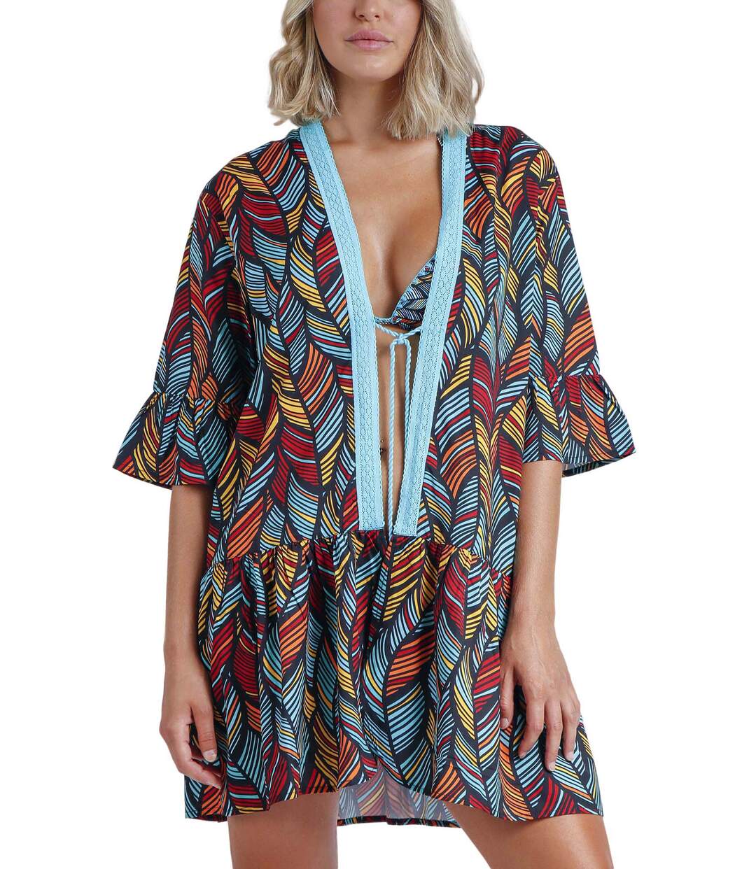 Caftan de plage Ethnic Feathers Admas-1