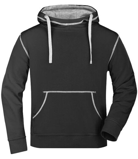 Sweat shirt à capuche homme - JN961 - noir et gris