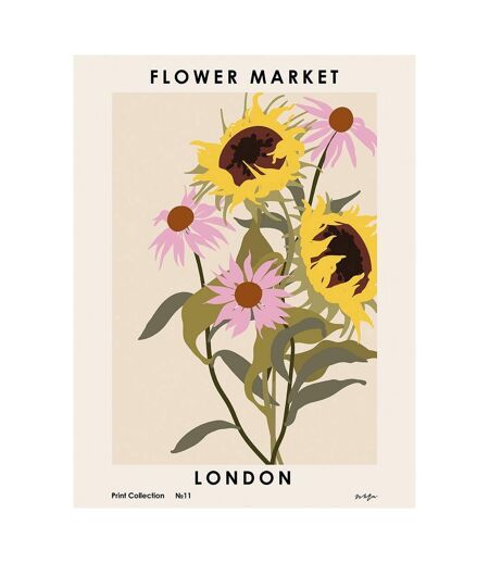 Pyramid International - Imprimé LONDON FLOWER MARKET (Rose / Vert / Jaune) (40 cm x 50 cm) - UTPM6373