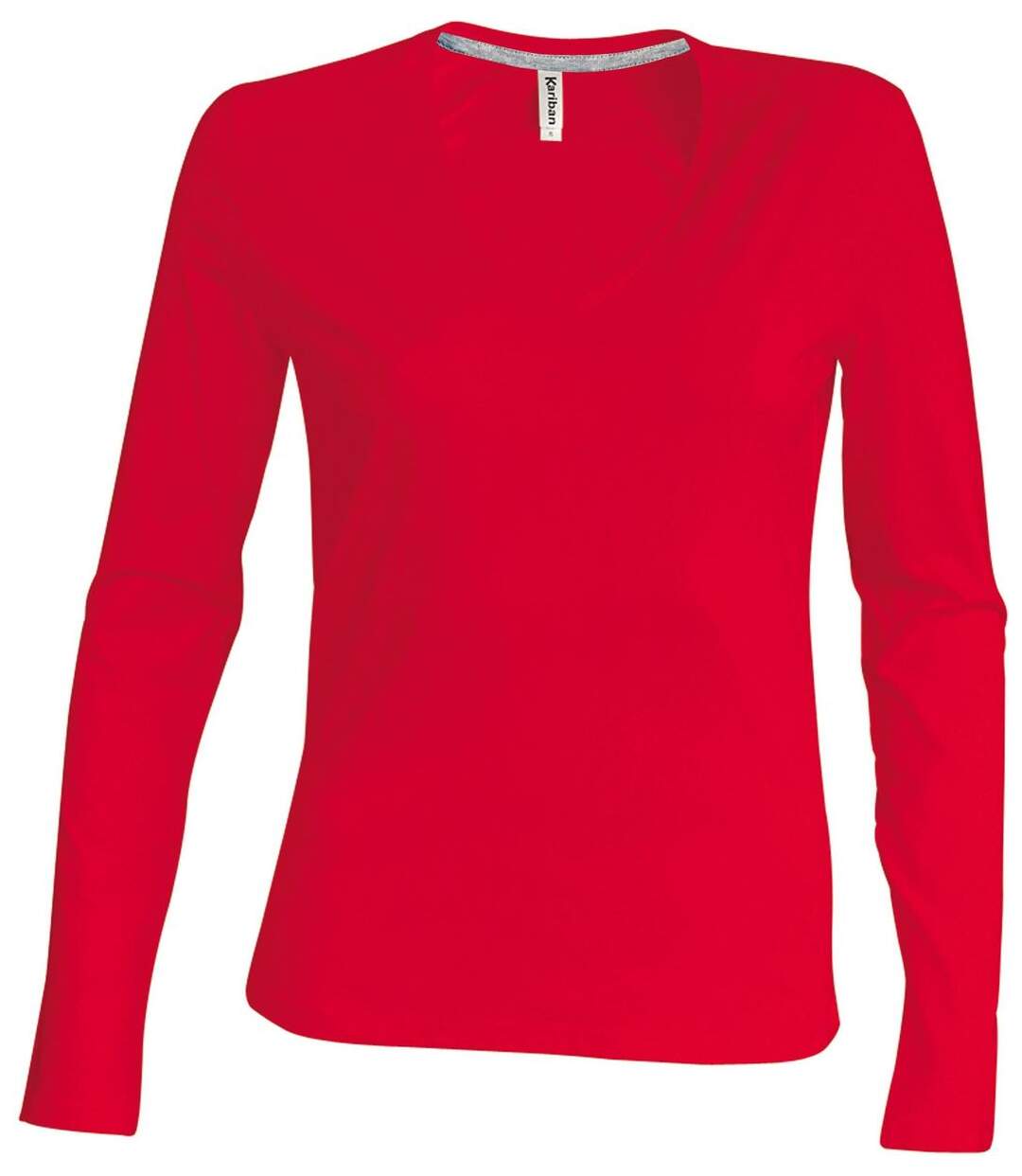 T-shirt manches longues col V - K382 - rouge - femme-1