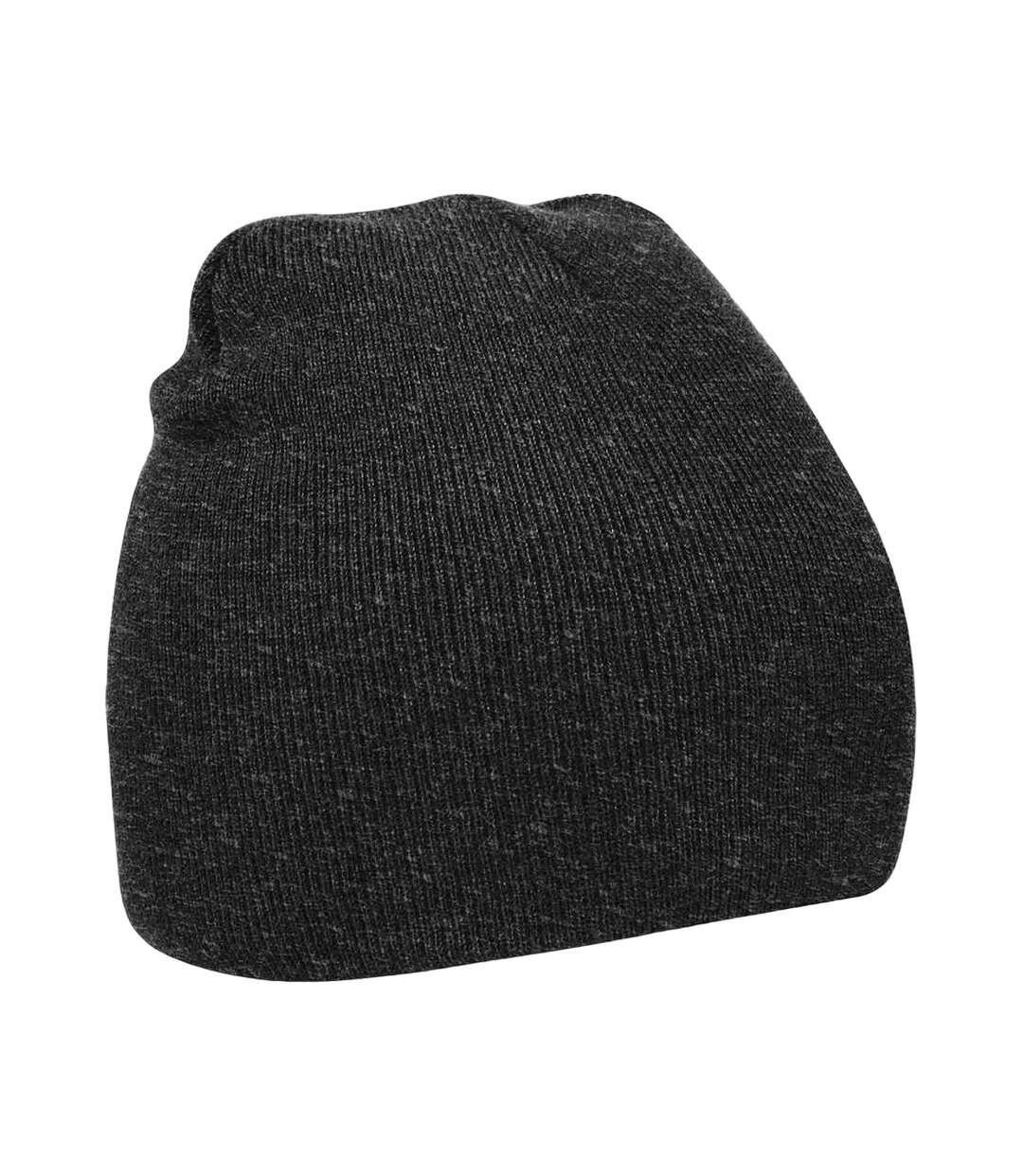 Plain basic knitted winter beanie hat charcoal Beechfield-1
