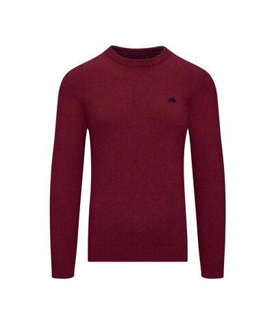 Mens classic crew neck jumper berry Raging Bull