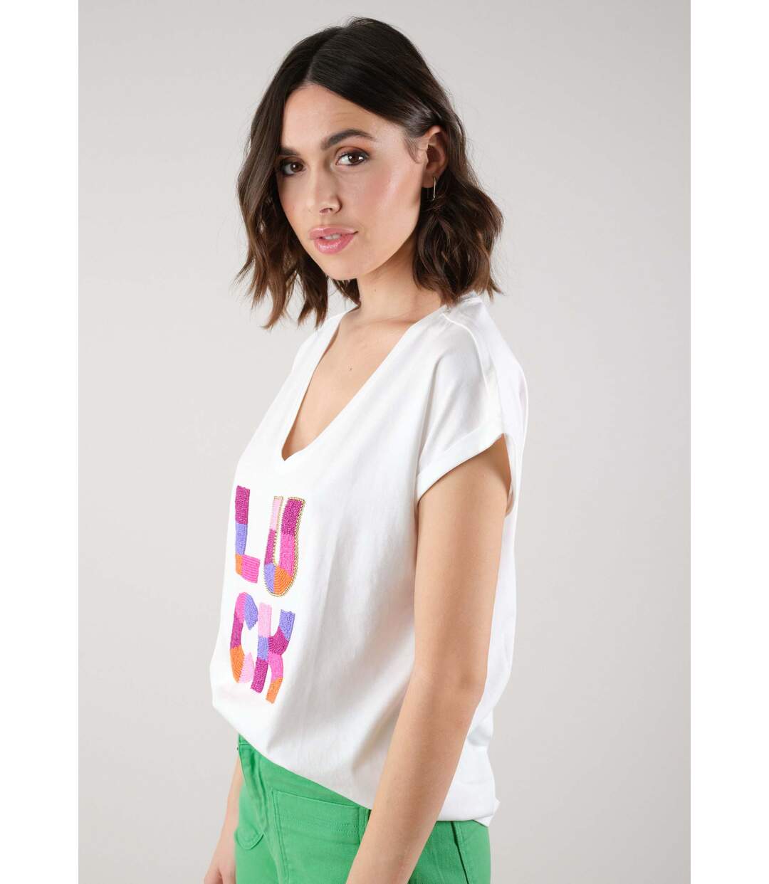 T-shirt bohème en coton pour femme LUCKY