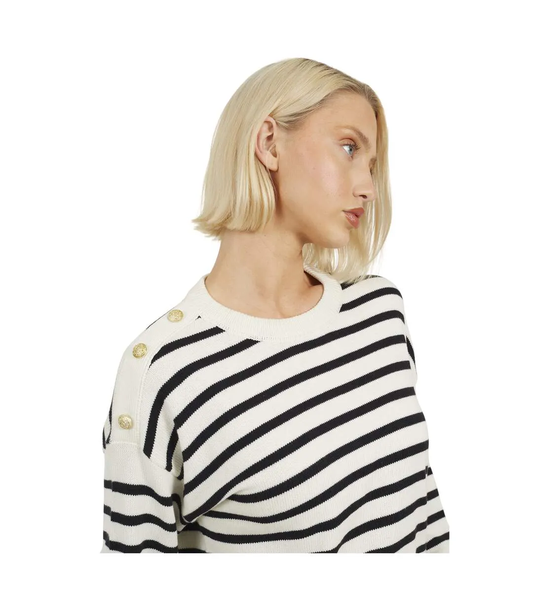 Pull Motif/style À Rayures Femme Blanc Cassé Noir Brave Soul-3