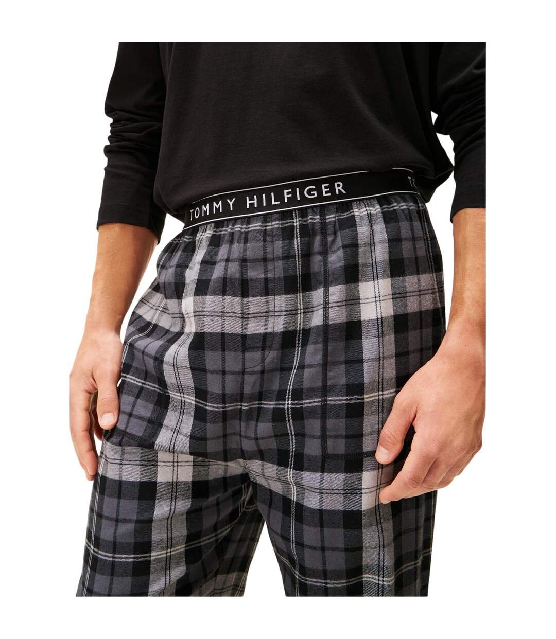 Mens Flannel Plaid Pyjama Bottoms Black Tommy Hilfiger-4