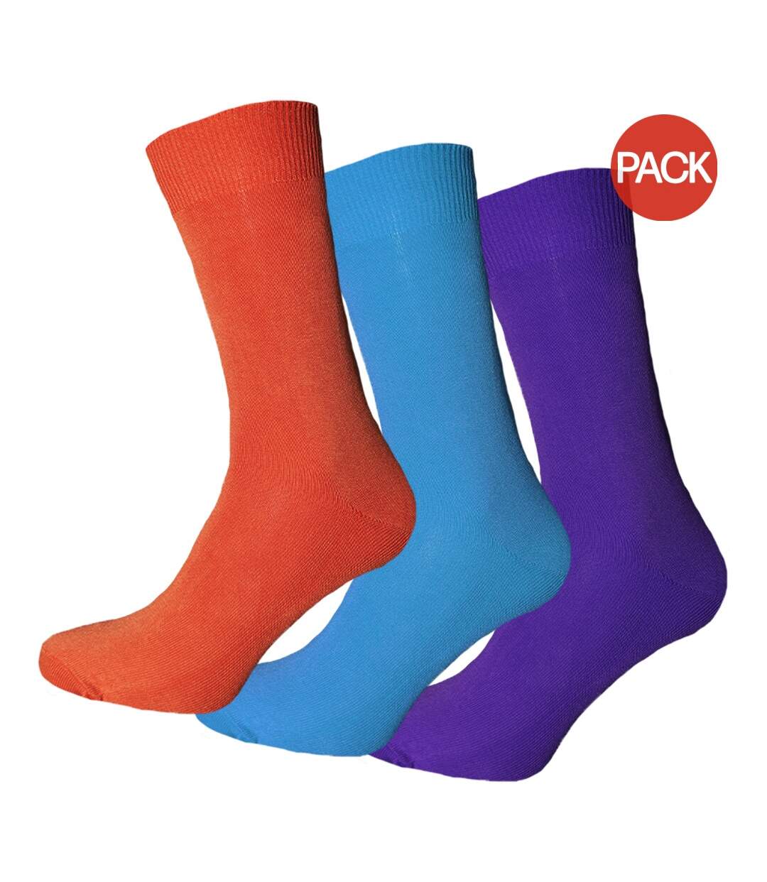 Pack of 3  Mens bamboo socks  orange/blue/purple Simply Essentials-1