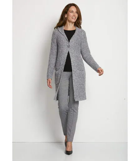 Long gilet à capuche