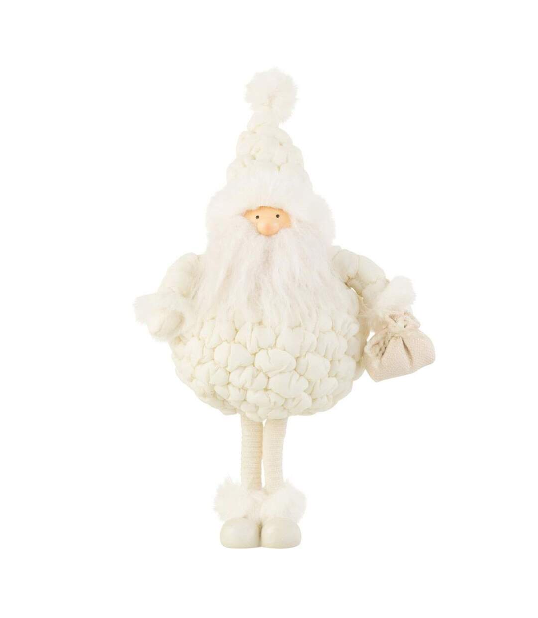 Statuette Déco Père Noël Pochon 38cm Blanc-1