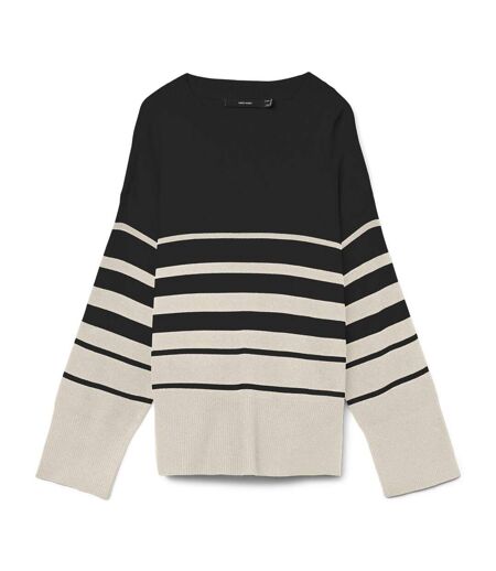 Pull beige/noir à rayures femme vero moda saba stripe