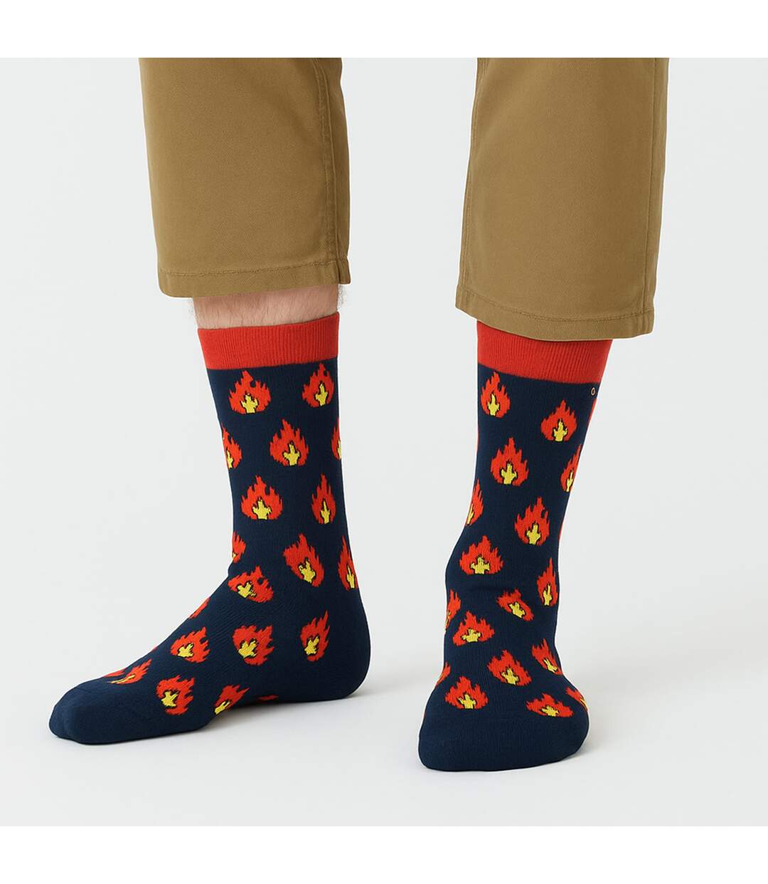 1 Pack Unisex Cotton Navy Flames Design Socks-3