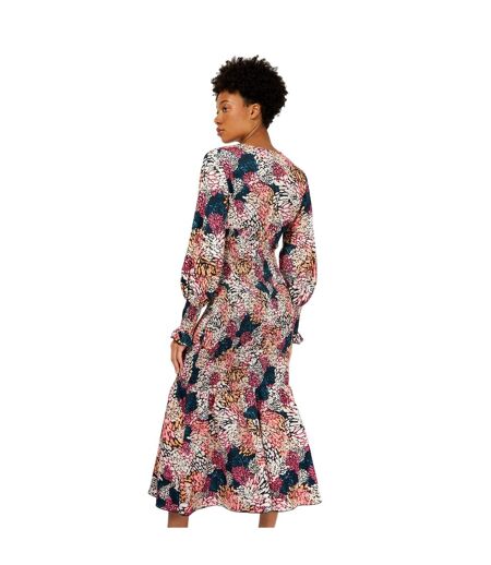 Womens/ladies Floral V Neck Maxi Dress Multicoloured Print Little Mistress