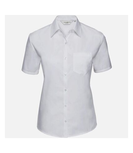 Russell Collection - Chemisier en popeline 100% coton à manches courtes - Femme (Blanc) - UTRW3263
