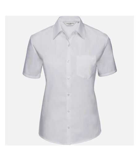 Russell Collection - Chemisier en popeline 100% coton à manches courtes - Femme (Blanc) - UTRW3263