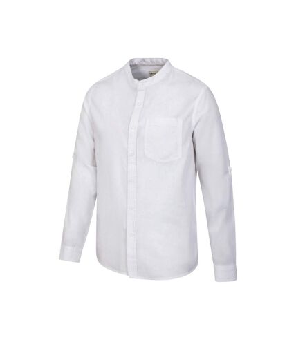 Mountain Warehouse Mens Lowe Linen Blend Grandad Collar Shirt (White)