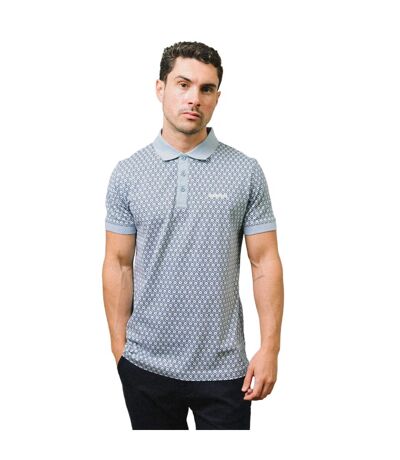 Mens Aw24 Geometric Polo Shirt Dusky Blue Lambretta