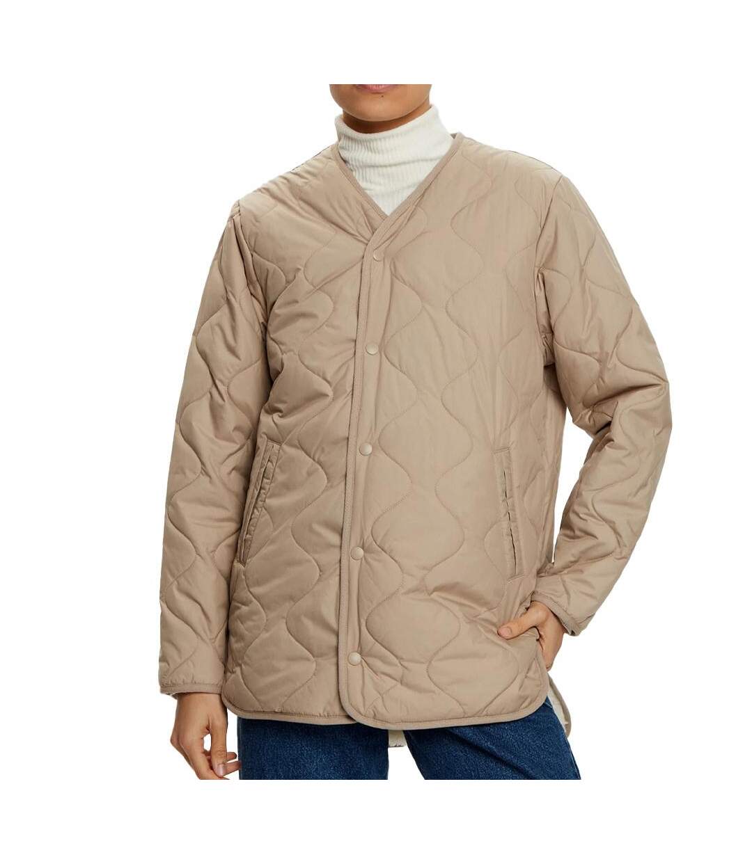 Blouson beige femme converse malden liner-1
