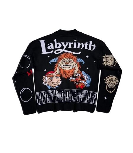 Unisex Adult Friends Knitted Cardigan Black Charcoal Labyrinth