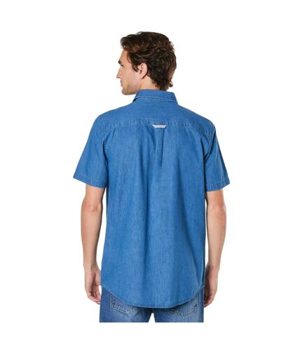 Mens denim short-sleeved shirt mid blue Maine