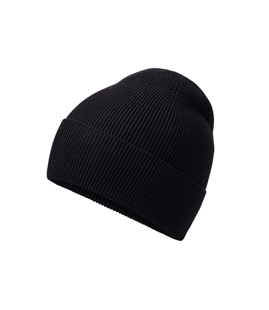 Unisex adult organic cotton fine knit beanie black Beechfield-2