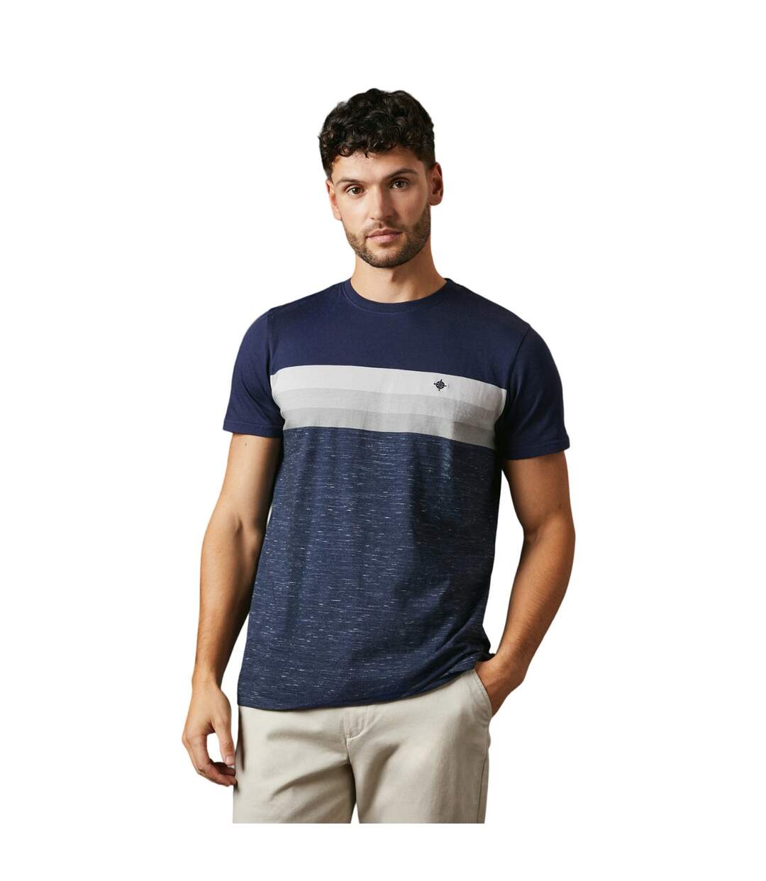 Mens detroit stripe t-shirt navy Maine-1