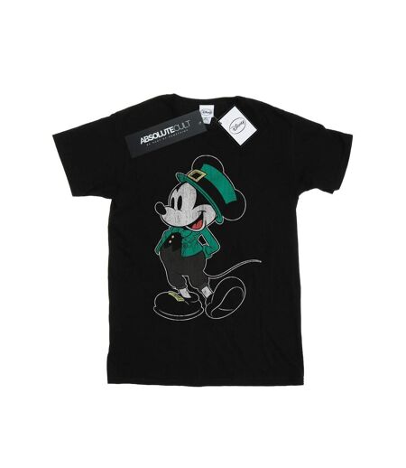 Disney Femme/Les femmes Mickey Mouse St Patrick Costume Coton Boyfriend T-Shirt (Noir) - UTBI37456