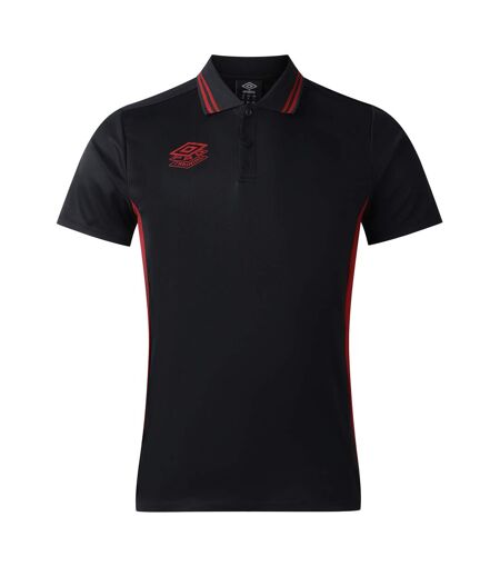 Mens pro training active polo shirt black/red dahlia Umbro