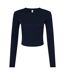 Womens/ladies micro-rib long-sleeved t-shirt solid navy Bella + Canvas