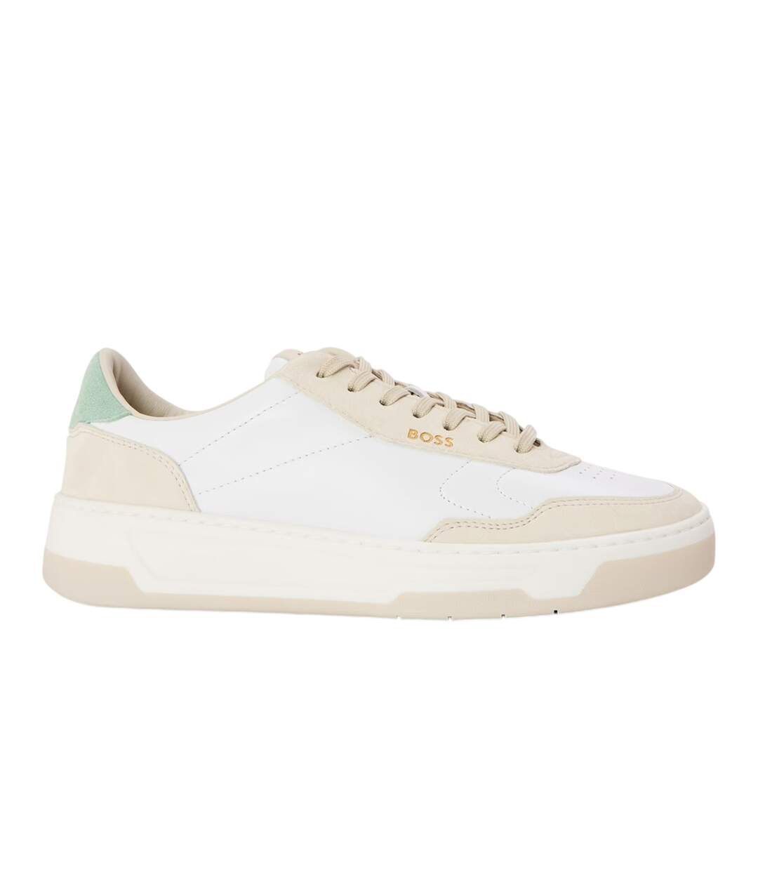 Womens/ladies Baltimore Leather Low Trainers White Boss-1