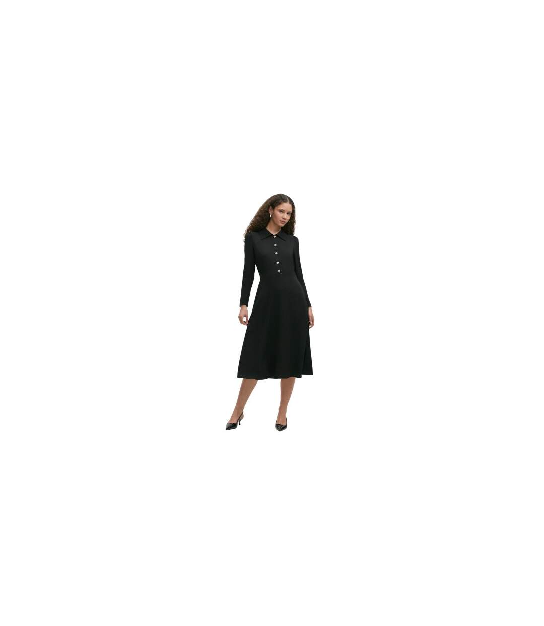 Womens/ladies Lucia Collared Midi Dress Black Finery-1