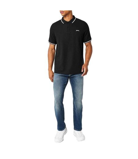 Polo Motif/style Rayure Contrastée Sur Bord Homme Noir Slazenger