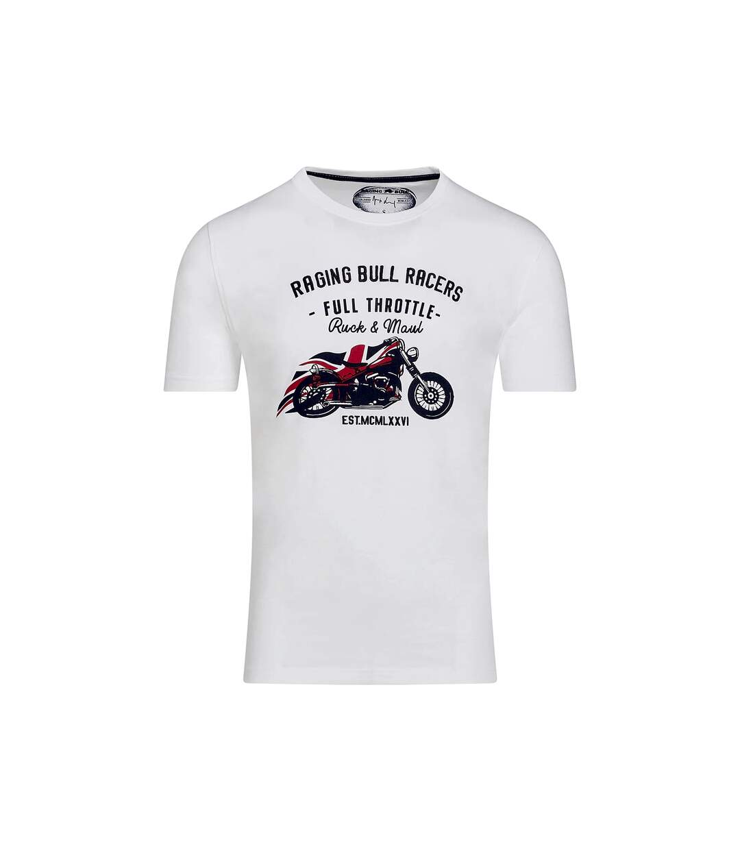 T-shirt racers ruck & maul homme blanc Raging Bull-1