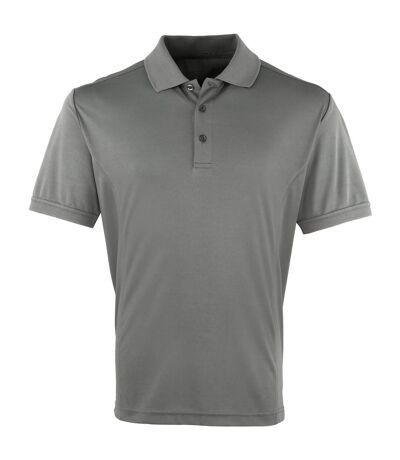 Premier Mens Coolchecker Pique Short Sleeve Polo T-Shirt (Dark Grey) - UTRW4401