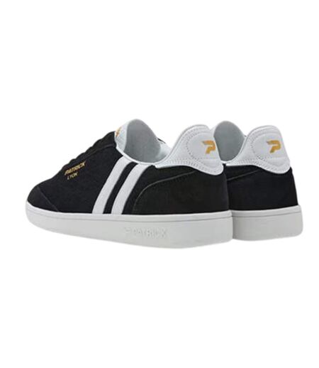 Mens Lyon Leather Cupsole Trainers Black White Patrick